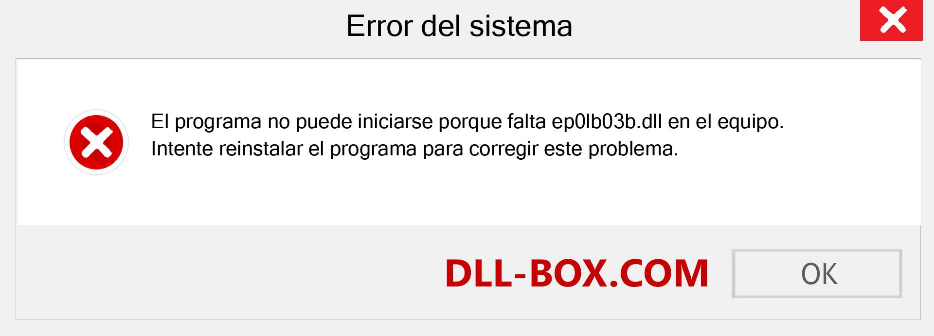 ¿Falta el archivo ep0lb03b.dll ?. Descargar para Windows 7, 8, 10 - Corregir ep0lb03b dll Missing Error en Windows, fotos, imágenes